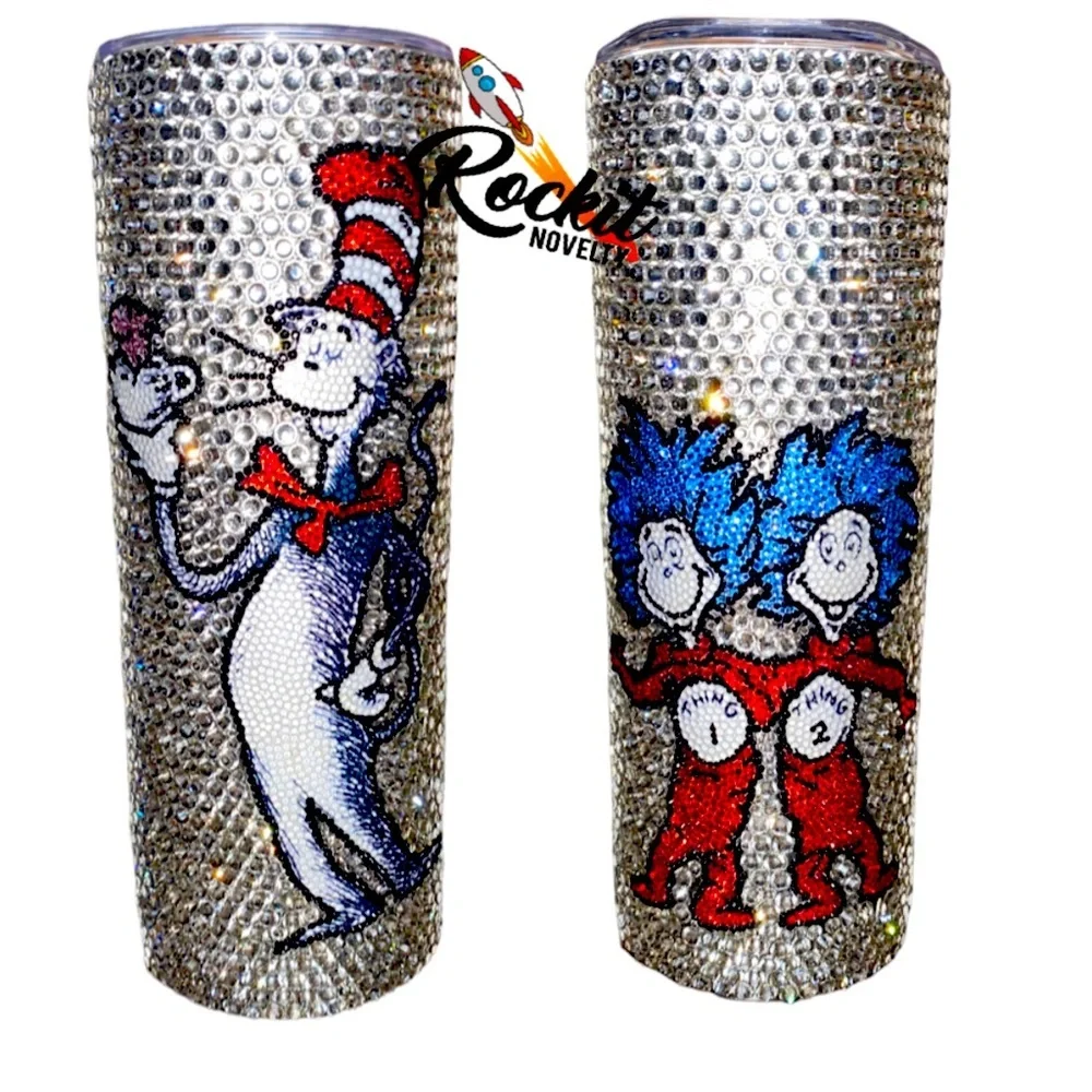 Cat in the hat bedazzled tumblers 20oz